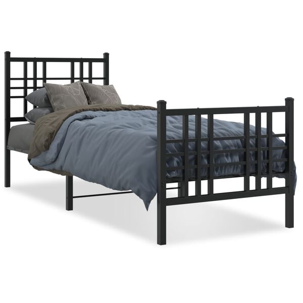 vidaXL Bedframe met hoofd- en voeteneinde metaal zwart 80x200 cm