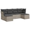 vidaXL 6-delige Loungeset met kussens poly rattan lichtgrijs