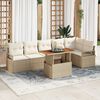 vidaXL Tuin Sofa Set met opslag 7 pcs Beige Poly riet