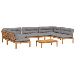 vidaXL 6-delige Loungeset pallet met kussens massief acaciahout