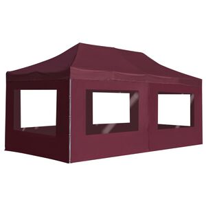 vidaXL Partytent inklapbaar met wanden 6x3 m aluminium wijnrood