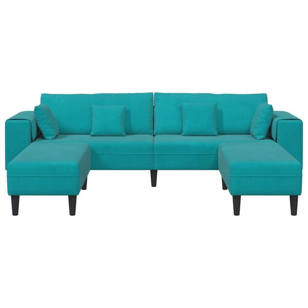 vidaXL Bank met kussen 3 pcs Turquoise Fluweel
