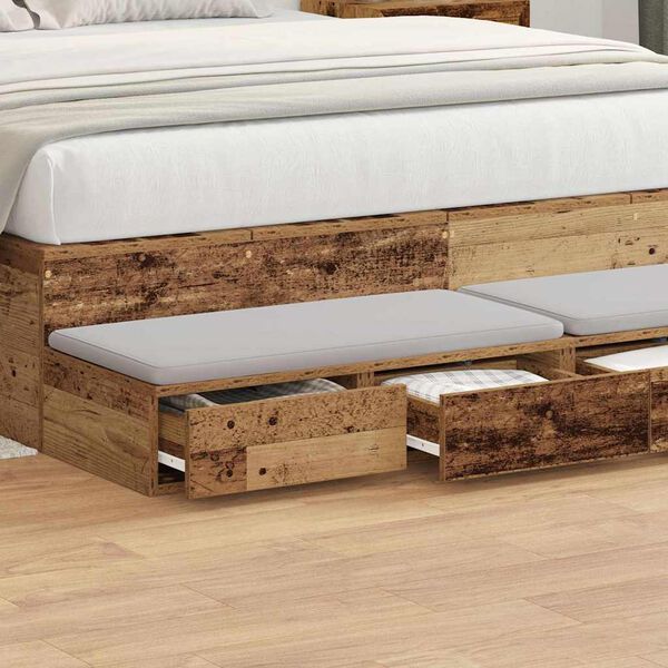 vidaXL Bedlades met lade Oudhout 140 x 36,5 x 16,5 cm Bewerkt hout