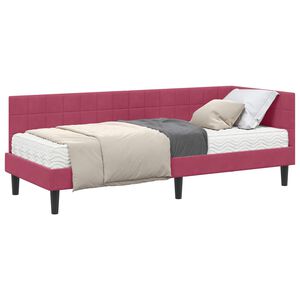 vidaXL Hoekbedframe met Matras met hoofdeinde 2 pcs Groen Fluweel