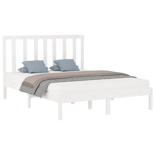 vidaXL Bedframe massief hout wit 160x200 cm