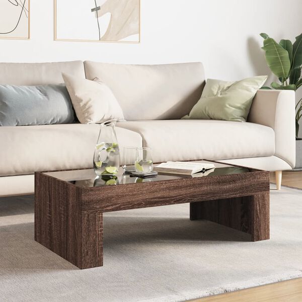 vidaXL Salontafel met Infinity LED 90x50x30 cm bruin eikenkleurig