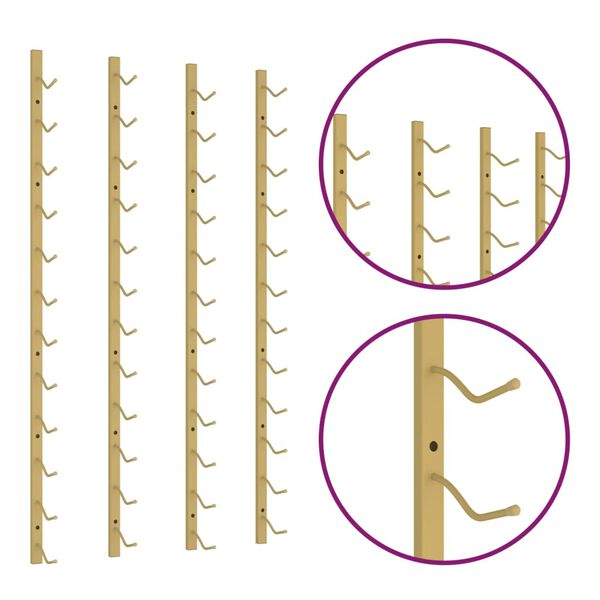 vidaXL Wijnrekken 2 st voor 12 flessen wandmontage ijzer goudkleurig