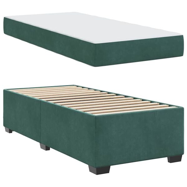 vidaXL Bedframe met matras Donkergroen 80 x 200 cm Stof