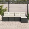 vidaXL Buitensofa met kussen 5 pcs Zwart poly rattan