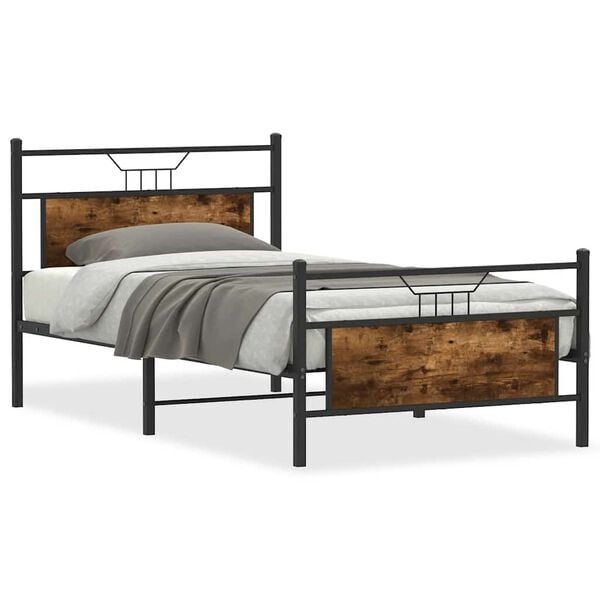 vidaXL Bedframe zonder matras hout gerookt eikenkleurig 100x200 cm