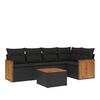 vidaXL 6-delige Loungeset met kussens poly rattan zwart