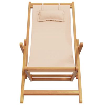 vidaXL Strandstroelen 2 st inklapbaar stof en massief hout beige