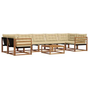 vidaXL Buiten bankenset met kussen 8 pcs Natuurlijk en Beige