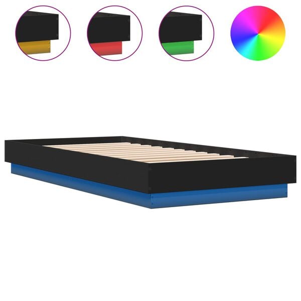 vidaXL Bedframe met LED-verlichting zwart 100x200 cm