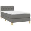 vidaXL Boxspring met matras stof donkergrijs 100x200 cm