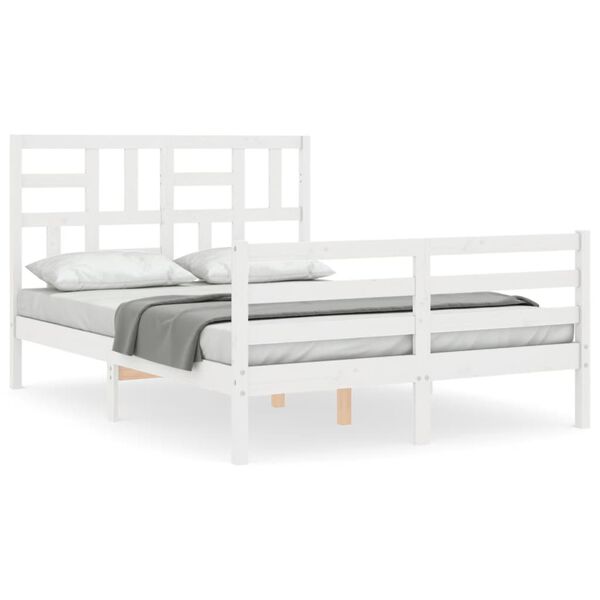 vidaXL Bedframe met hoofdbord massief hout wit