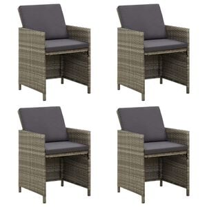 vidaXL Tuinstoelen 4 st met kussens poly rattan grijs