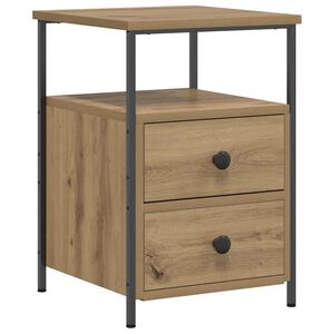 vidaXL Nachtkastje 34x35,5x50 cm bewerkt hout artisanaal eikenkleurig