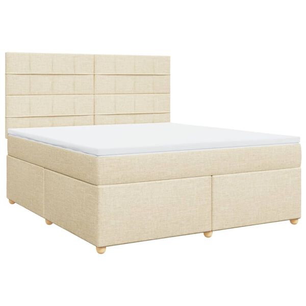vidaXL Boxspring met matras stof cr&egrave;mekleurig 180x200 cm