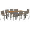 vidaXL Tuin eettafelset 9 st Grijs poly rattan