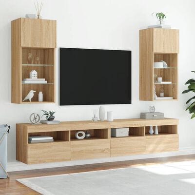 vidaXL Tv-meubel met LED-verlichting 40,5x30x90 cm sonoma eikenkleurig
