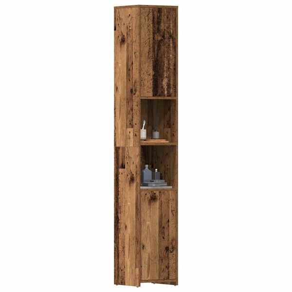 vidaXL Badkamerkast 30x30x183,5 cm bewerkt hout oud houtkleurig