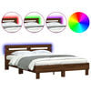 vidaXL Bedframe met hoofdeinde en LED bruin eikenkleur 150x200 cm