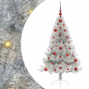 vidaXL Kunstmatig Voorverlicht Kerstboom met 150 LED Zilver 120 cm PET