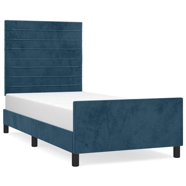 vidaXL Bedframe zonder matras 90x200 cm fluweel donkerblauw