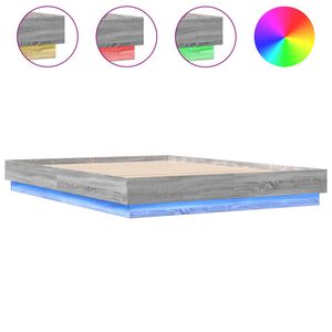 vidaXL Bedframe met LED-verlichting grijs sonoma eikenkleur 160x200 cm