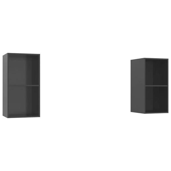 vidaXL Tv-wandmeubelen 2 st spaanplaat hoogglans grijs