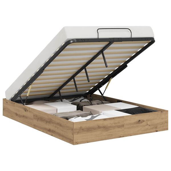 vidaXL Ottoman Bedframe Artisan Eiken 150 x 200 cm Bewerkt hout