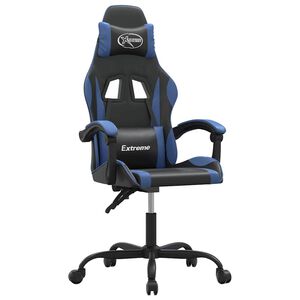 vidaXL Gamestoel draaibaar kunstleer zwart en blauw