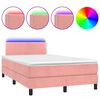vidaXL Boxspring met matras en LED fluweel roze 120x190 cm