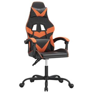 vidaXL Gamestoel draaibaar kunstleer zwart en oranje