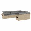 vidaXL 10-delige Loungeset met kussens poly rattan beige
