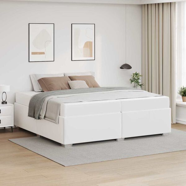 vidaXL Bedframe met matras Wit 200 x 200 cm Stof