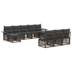 vidaXL Tuinbankenset 10 pcs Grijs poly rattan