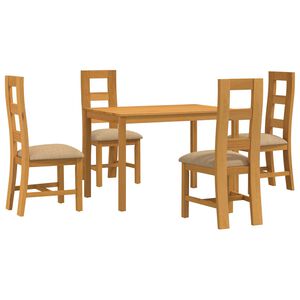vidaXL Eetkamerset 5 st Beige Massief Eikenhout