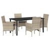 vidaXL Tuin eettafelset met kussen 5 pcs Lichtgrijs poly rattan