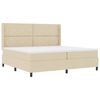 vidaXL LED Box Spring Bed met hoofdeinde Cr&egrave;me 200 x 200 cm Stof
