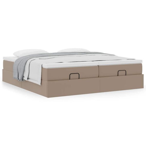vidaXL Ottoman bed met matrassen 160x200cm kunstleer cappuccinokleurig