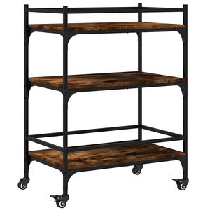 vidaXL Keukentrolley 65x40x86,5 cm bewerkt hout gerookt eikenkleurig