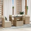 vidaXL 6-delige Loungeset met kussens poly rattan beige
