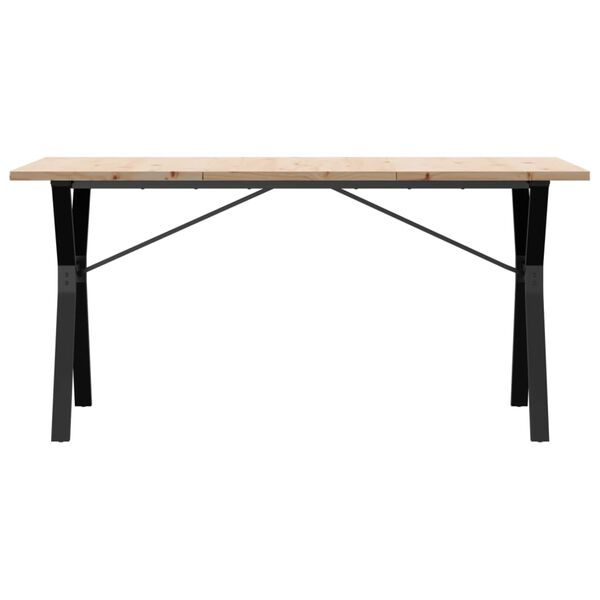 vidaXL Eettafel Y-frame 140x80x75,5 cm massief grenenhout en staal