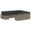 vidaXL 11-delige Loungeset met kussens poly rattan grijs