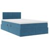 vidaXL Opbergbed met LED met matras Donkerblauw 120 x 200 cm Fluweel