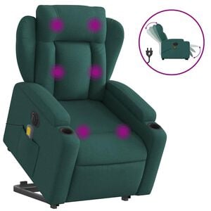 vidaXL Sta-op-massagestoel elektrisch verstelbaar stof donkergroen