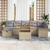 vidaXL Tuin Sofa Set met kussen met opslag 8 pcs Beige Poly riet