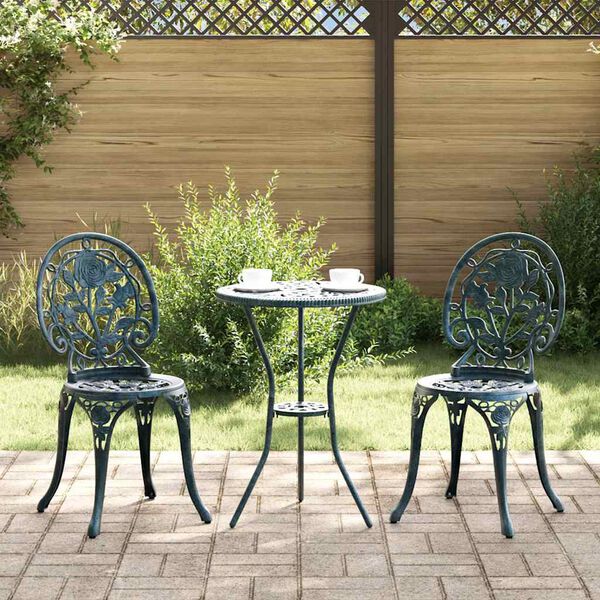 vidaXL Tuin Bistro Set 3 pcs Groen Aluminium